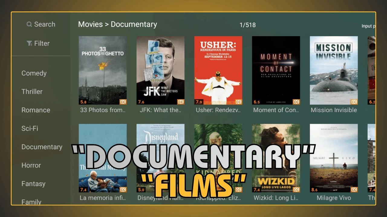 Documentarios nacionais e internacionais no Youcine APK